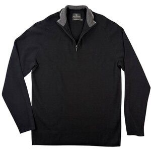 Mack Weldon Tech Merino Sweater 1/4 Zip Pullover Navy Blue Preppy Mens L